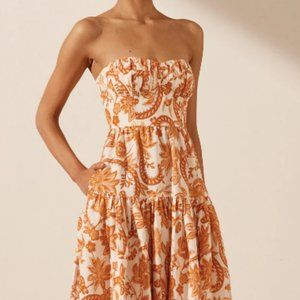 Shona Joy Vivienne Strapless Ruched Midi dress